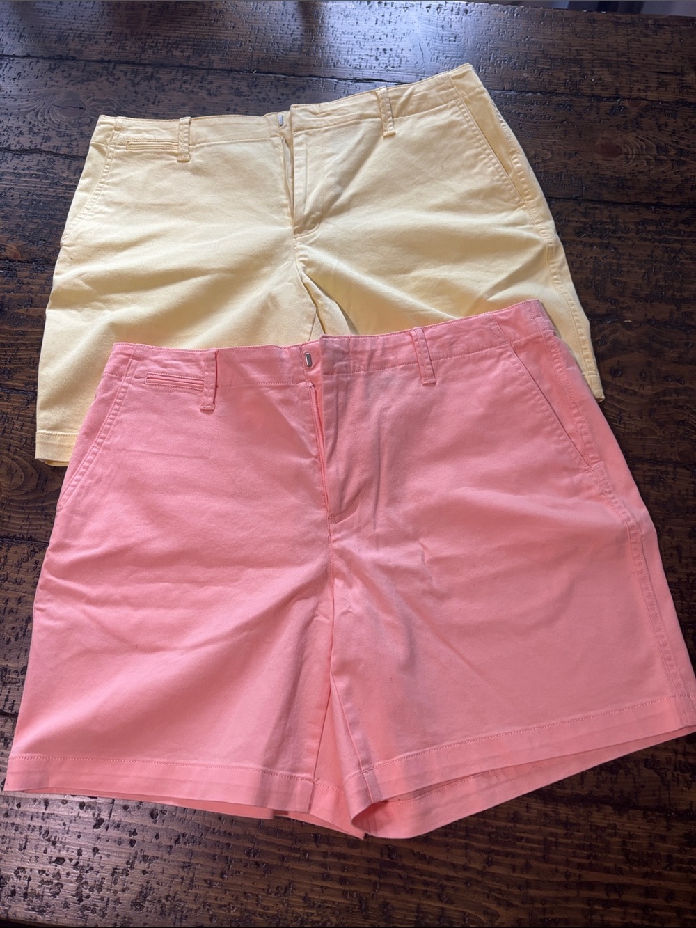 Lands' End (2) Women's Petite Classic 7" Chino Shorts in Yellow & Peach - 14P‎